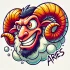 DALL·E 2025-01-31 17.23.50 - A cartoon-style illustration of Aries, the zodiac sign, depicted as a bold and energetic ram with exaggerated features. The design is humorous and exp