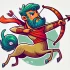 DALL·E 2025-01-31 17.31.35 - A cartoon-style illustration of Sagittarius, the zodiac sign, depicted as a bold and adventurous centaur archer with exaggerated features. The design