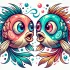 DALL·E 2025-01-31 17.34.14 - A cartoon-style illustration of Pisces, the zodiac sign, depicted as two playful and dreamy fish with exaggerated features. The design is humorous and